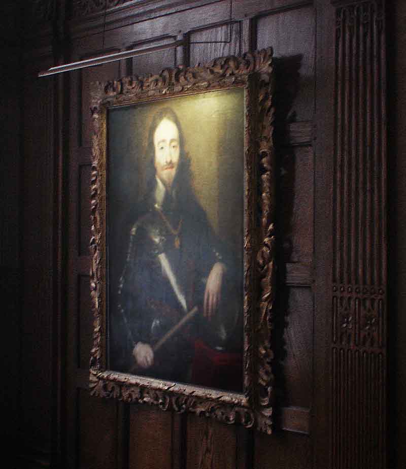 contemporary picture light hanging above painting in the ironmongers hall barbican